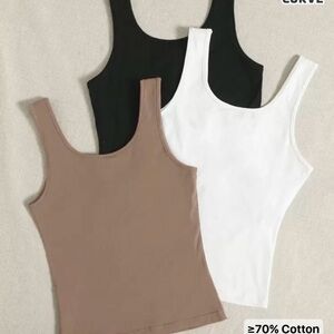 SHEIN Women's Tank Tops - Black, White, and Brown Set